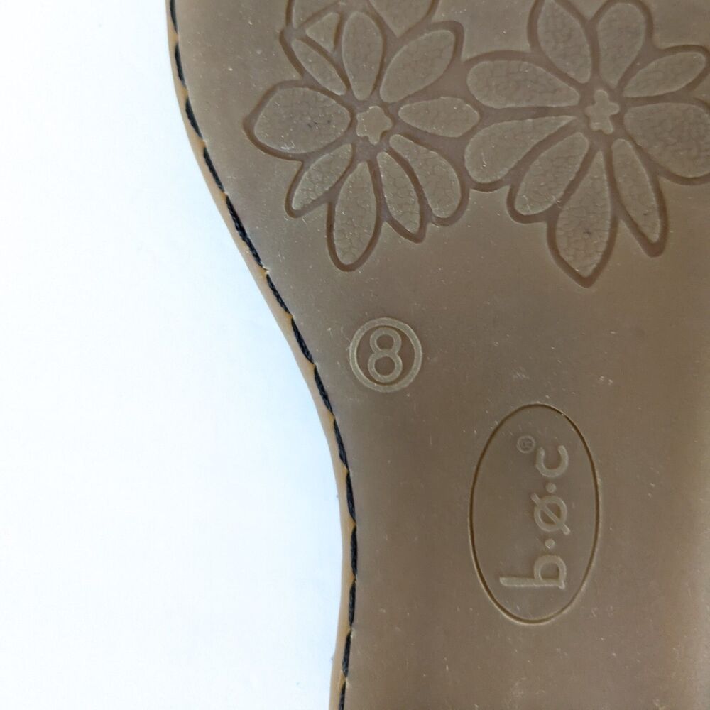B.O.C. Born Concepts 8M Black Leather Slingback Flat Thong Sandals Flower Flats - Picture 13 of 15